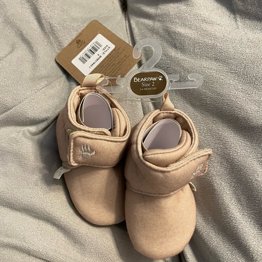 BearPaw Tan Baby Walker Shoes Soft Suede Slip-On